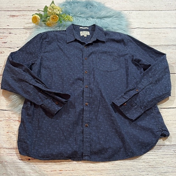 Lucky Brand Slim Fit Navy Floral Button Down Shirt sz XL - Picture 1 of 9